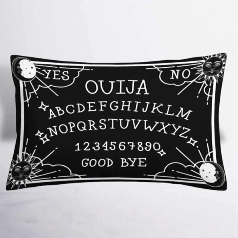 Pillow Cover Ouija Board Moon Stars Skull Black White Lumbar 19.7 in X 11.8